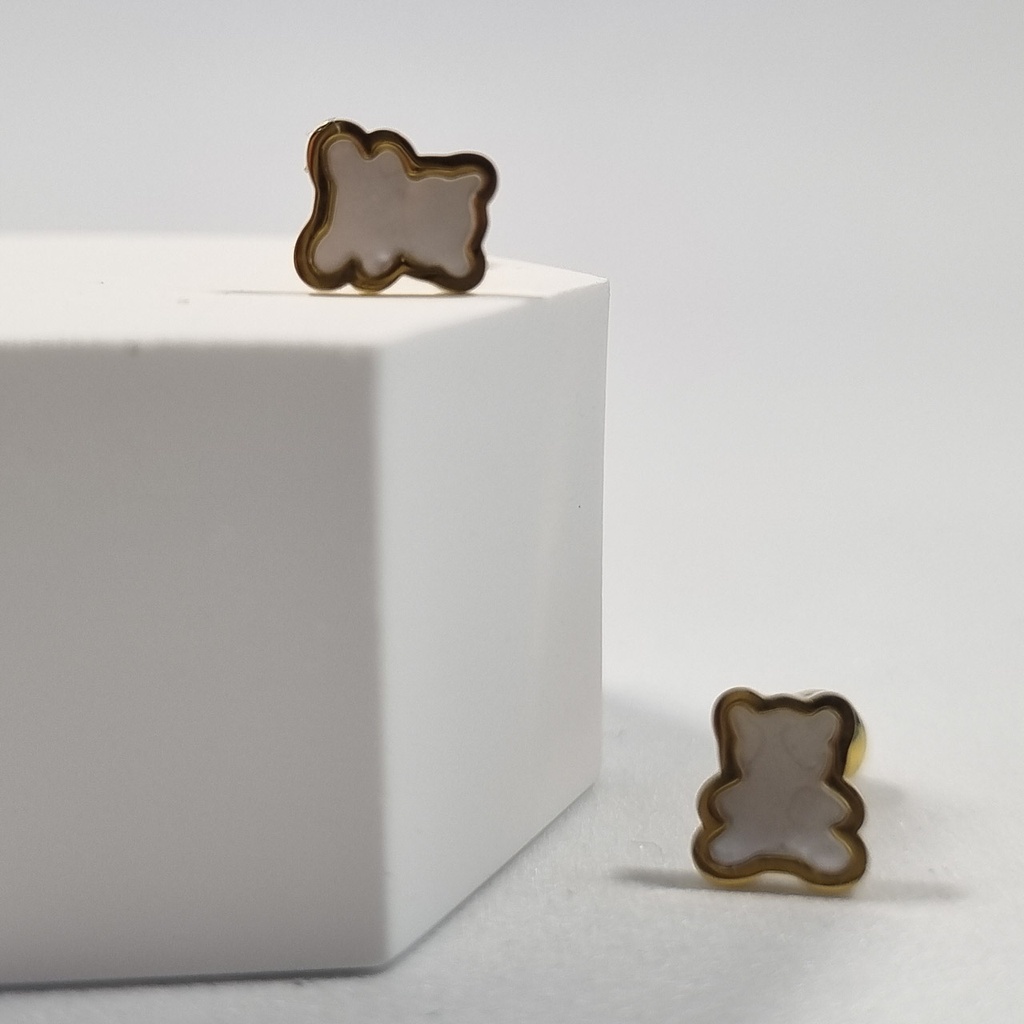 Pendientes ositos nácar dorados