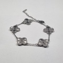 Pulsera tréboles plateados con detalle central