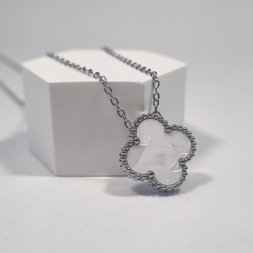 Colgante trébol nácar plateado