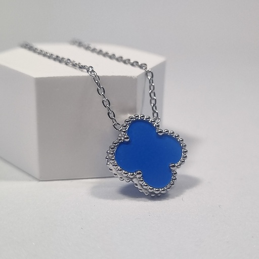 Colgante trébol azul plateado