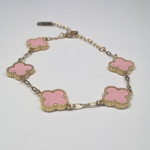Pulsera trébol rosa dorado