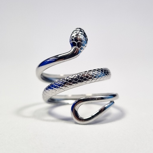 Anillo plateado serpiente