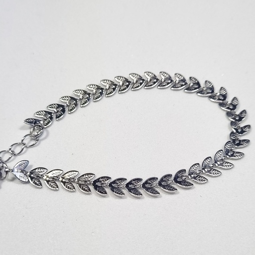 Pulsera plateada hojas entrelazadas