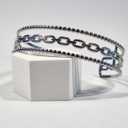 Brazalete plateado cadena central