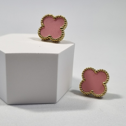 Pendientes trébol rosa dorado