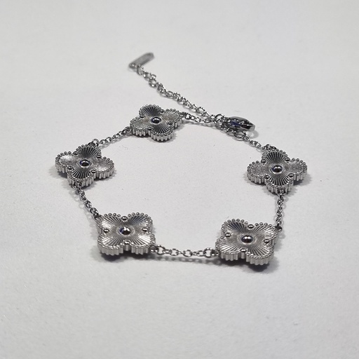 Pulsera tréboles plateados con detalle central